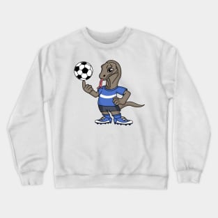 Cute funny Komodo dragon playing soccer cartoon Crewneck Sweatshirt